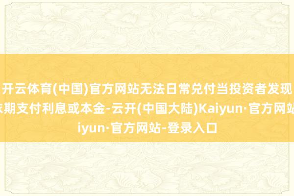开云体育(中国)官方网站无法日常兑付当投资者发现平台无法依期支付利息或本金-云开(中国大陆)Kaiyun·官方网站-登录入口